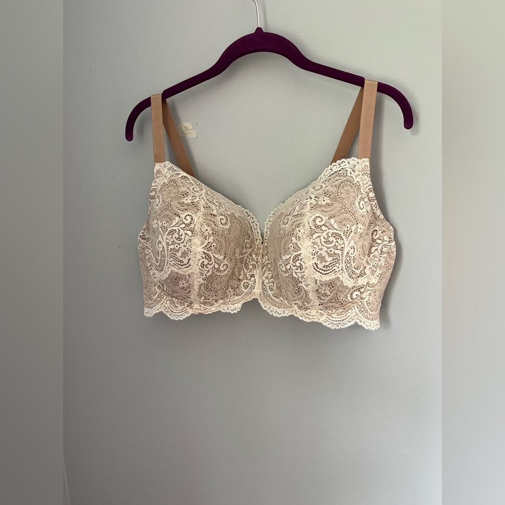 ThirdLove Lace Bra in Cream and Tan, 42D lace‎ balconette bra